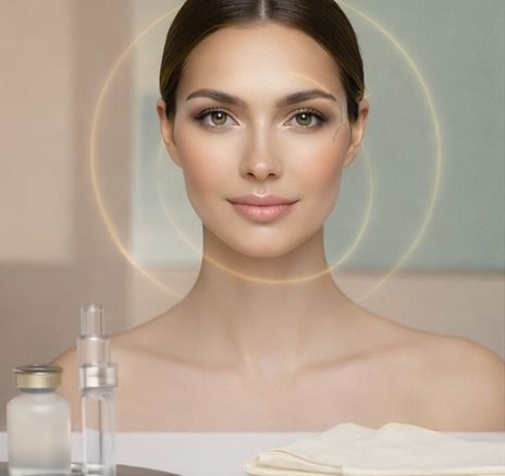 Peau lumineuse du cou et des épaules sous une lumière douce